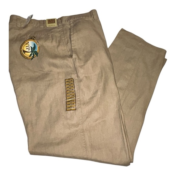 JOS A BANKS NWT VIP Vacation In Paradise Classic Tan Linen pants 40X32 Tan - Picture 1 of 12